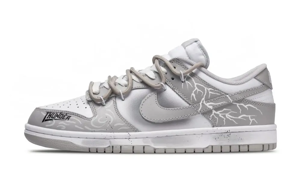 Nike Dunk Son Of Flash Abrasion Resistant Low Top Skateboard Shoes Unisex Gray White