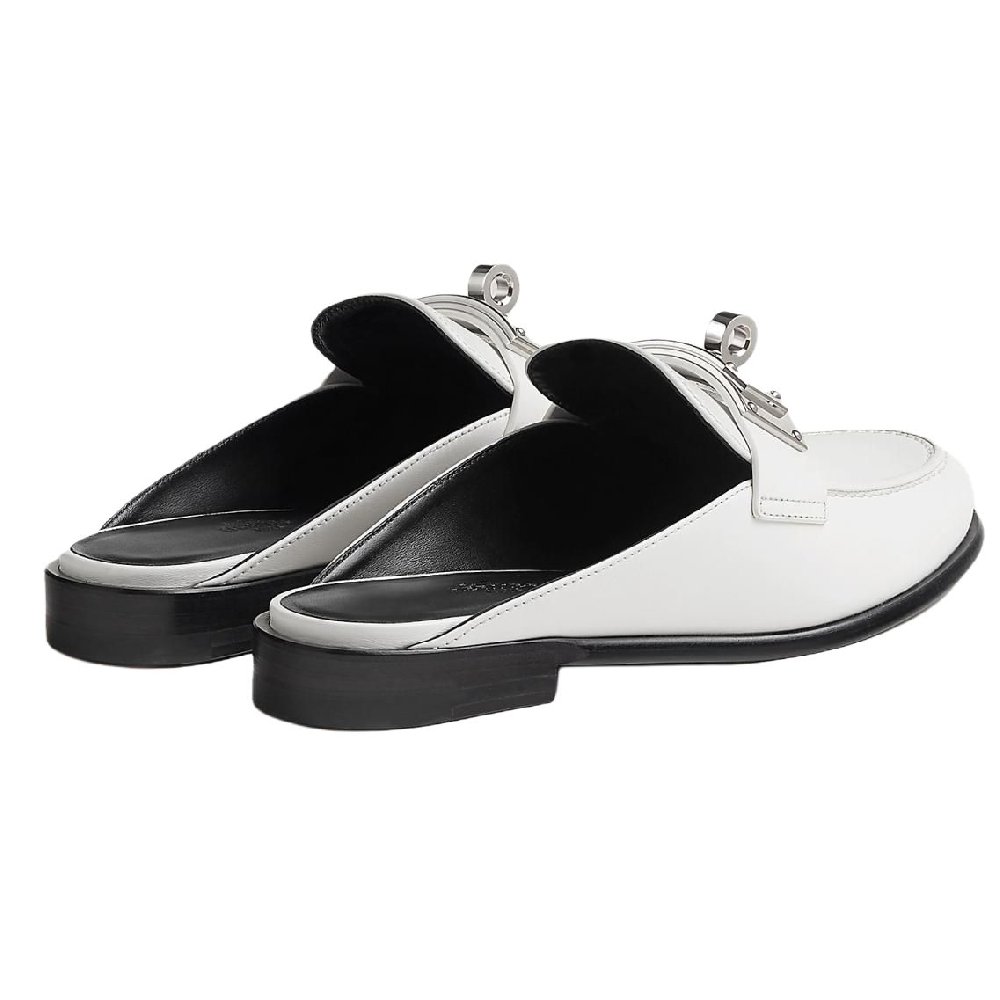HERMES Closed Toe Slippers Women's White