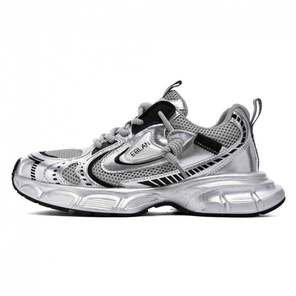 EBLAN Breathable Height Increasing Low-Top Chunky Sneakers Unisex Silver