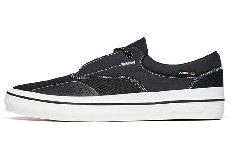 Anta Qian Xing Wear-Resistant Low-Top Skateboard Shoes Men's Black White Lace-Up Version
