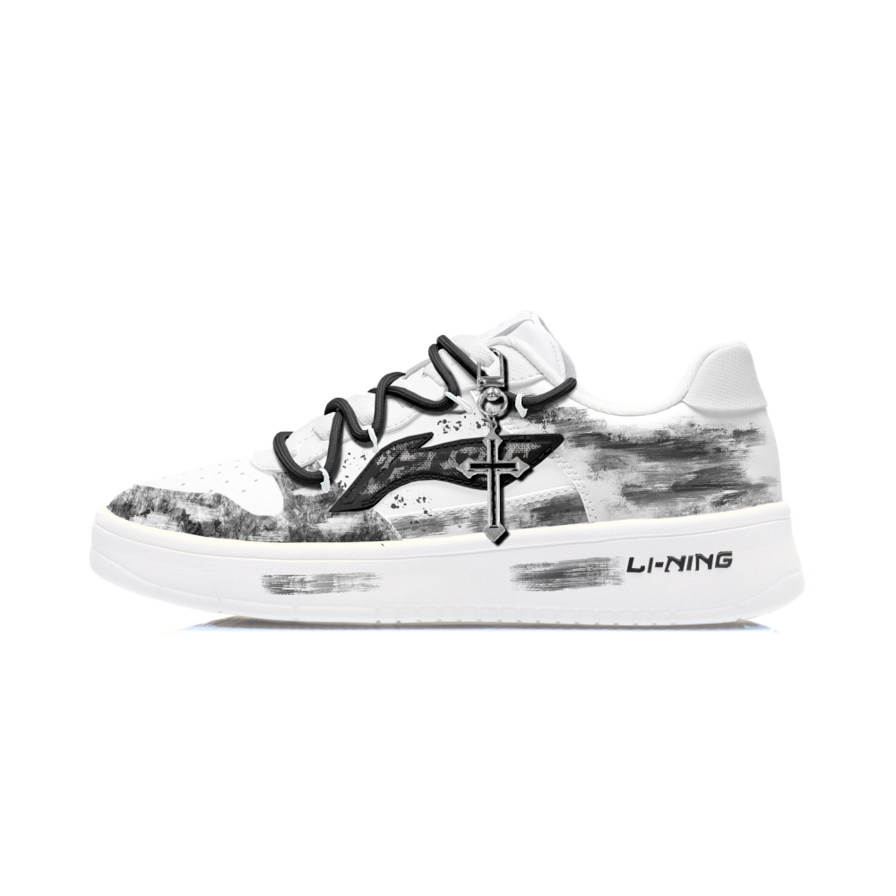 LiNing Pontoon Boats Coverage Slip Resistant Cushioning Low top Skateboard Shoes Men's White Black