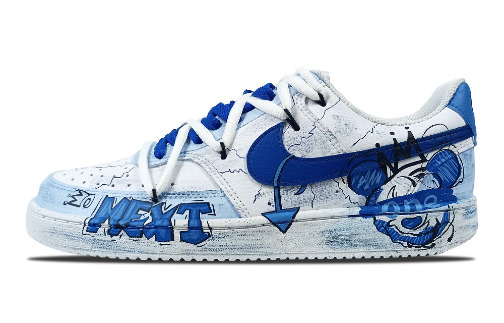 Nike Court Vision 1 Slip-Resistant Impact Resistance Wear-Resistant Low-Top Skateboard Shoes Unisex Blue White