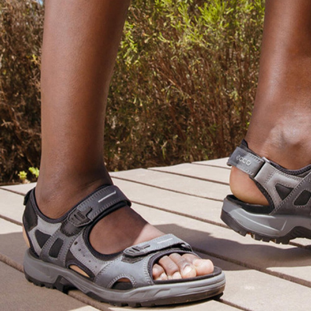 Ecco Yucatan Beach Sandals Men's Gray Blue