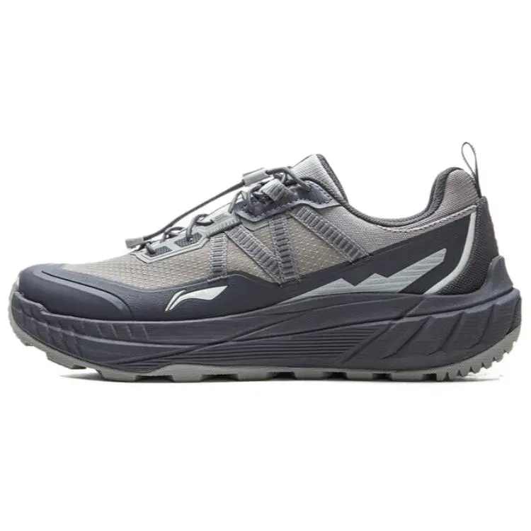 LiNing Chasing Wilderness Waterproof And Breathable Low Top Casual Running Shoes Men's Rubble Gray Ebony Black