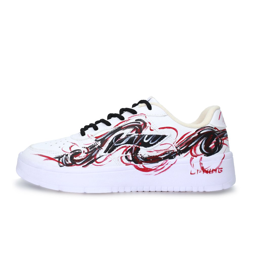 LiNing Pontoon Boats Abrasion Resistant, Lightweight, And Breathable Low Top Skateboard Shoes Unisex White Black Red