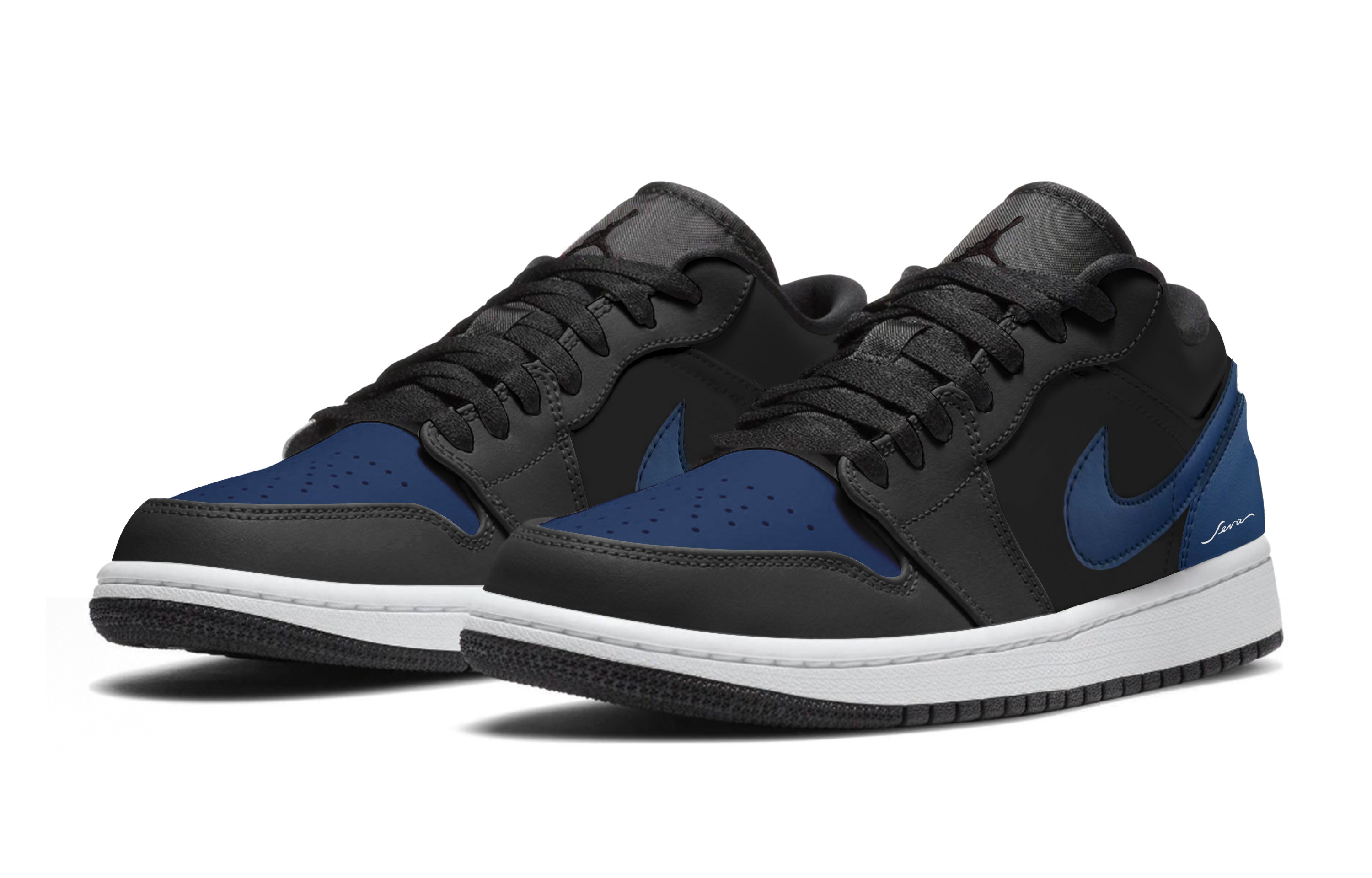 Jordan Air Jordan 1 Abrasion Resistant Low top Skateboard Shoes Unisex Black Blue купить в интернет-магазине Yoocart с быстрой доставкой по России.