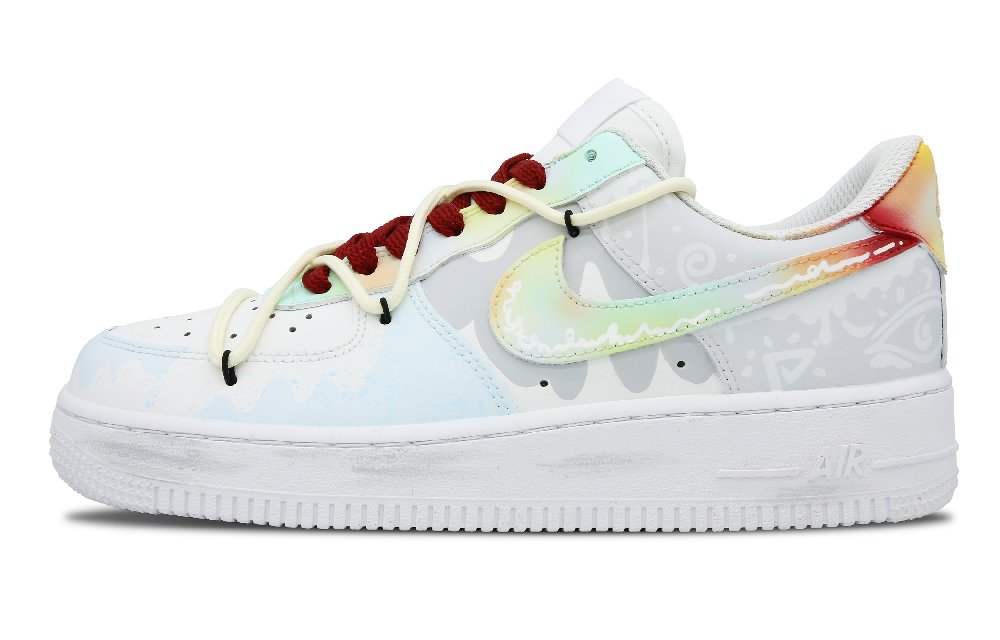 Nike Air Force 1 Low Top Skateboard Shoes Men's White Blue Gray