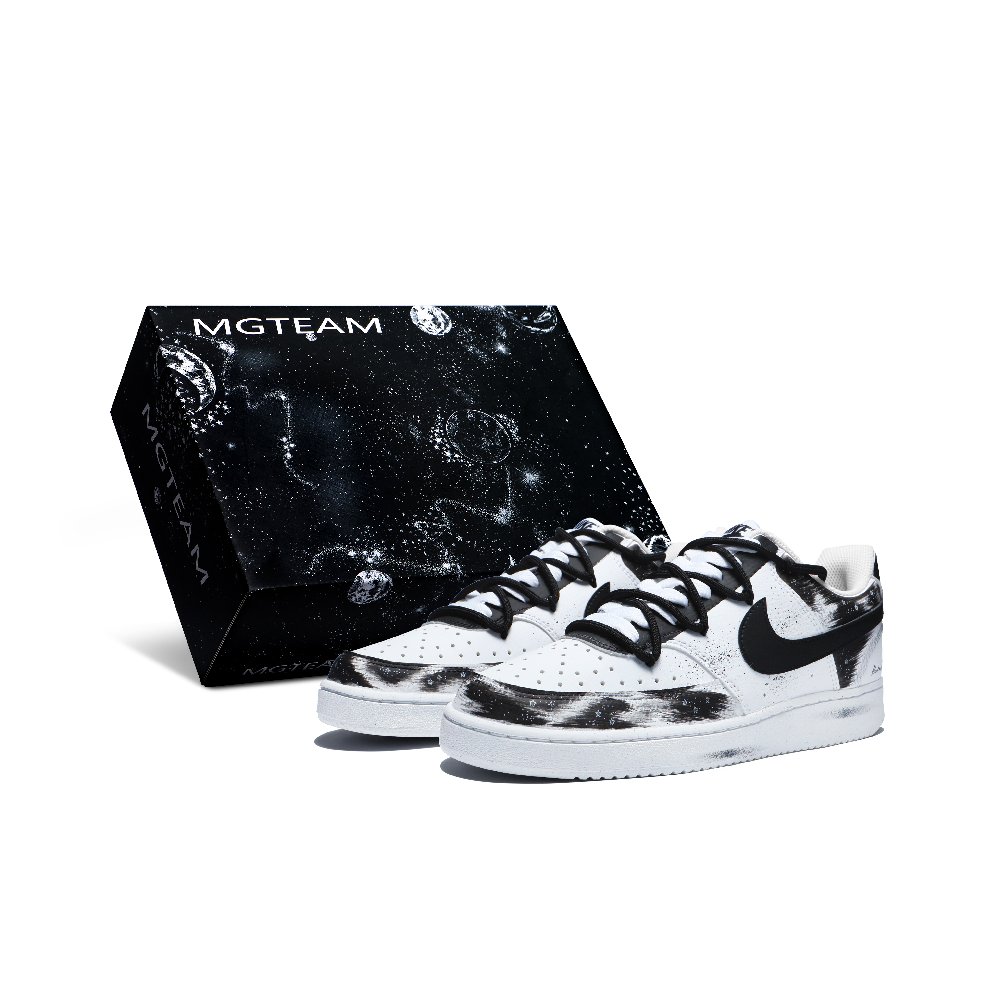 Nike Court Vision 1 Anti Slip Wear Resistant Lightweight Breathable Low Top Skateboard Shoes Men's Black White