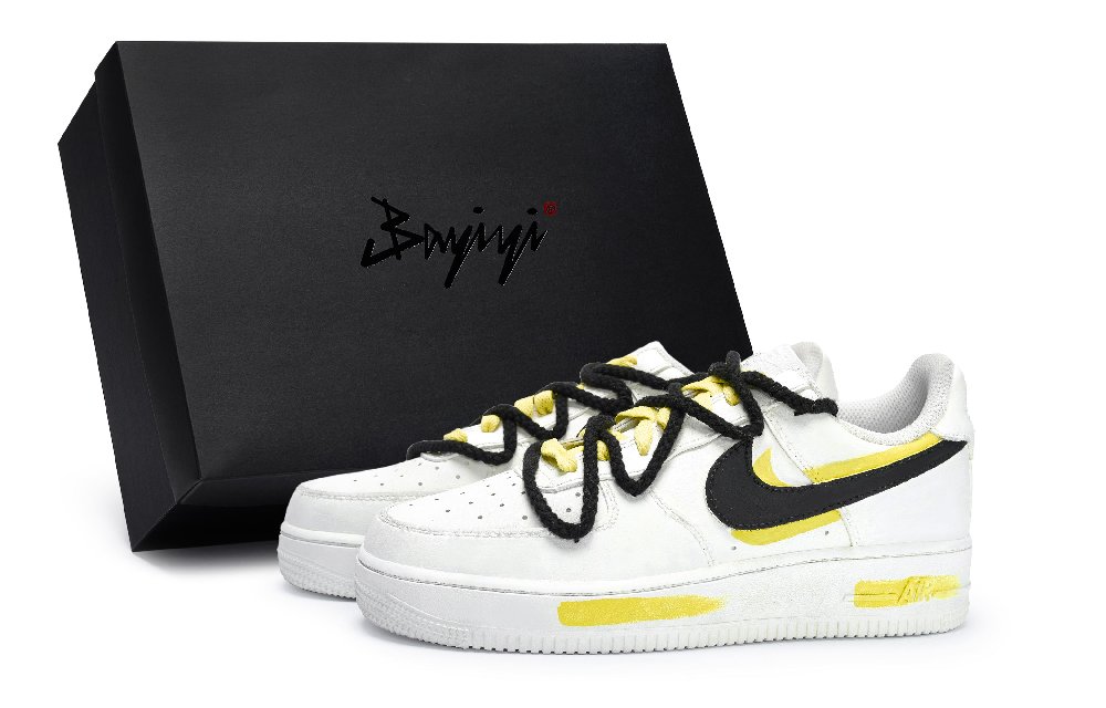 Nike Air Force 1 Skateboard Shoes Women's Low-Top Black/Yellow