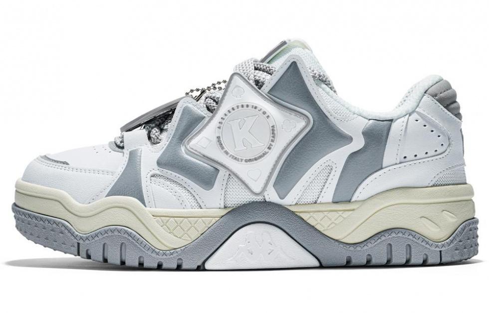 Kappa Slip-Resistant Coverage Low-Top Skateboard Shoes Unisex Gray White