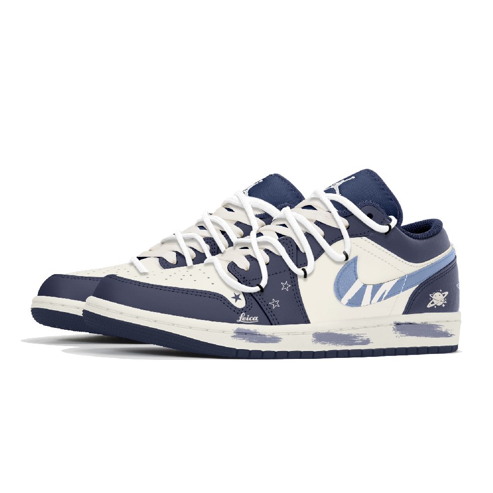 Jordan Air Jordan 1 Wear-Resistant Low-Top Vintage Basketball Shoes Men's Blue White