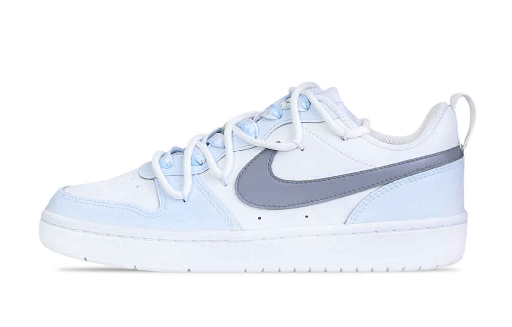 Nike Court Borough Low Smog Forest 2.0 Waterproof Cushioning Impact Resistance Low Top Skateboard Shoes GS White Blue