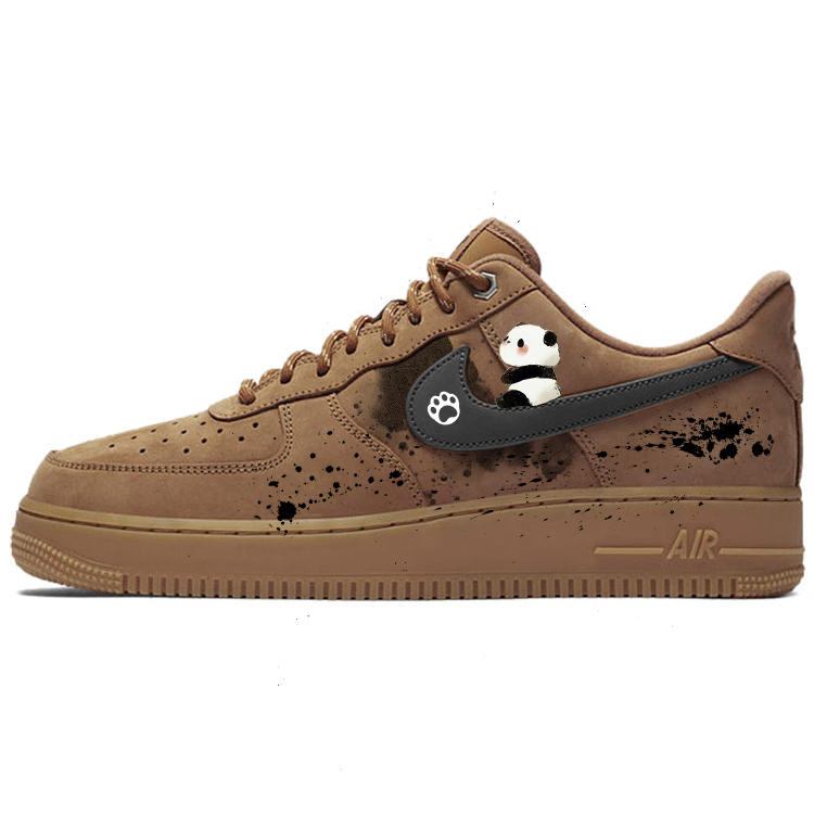 Nike Air Force 1 Anti-Slip Wear-Resistant Low-Top Skateboard Shoes Unisex Brown Black