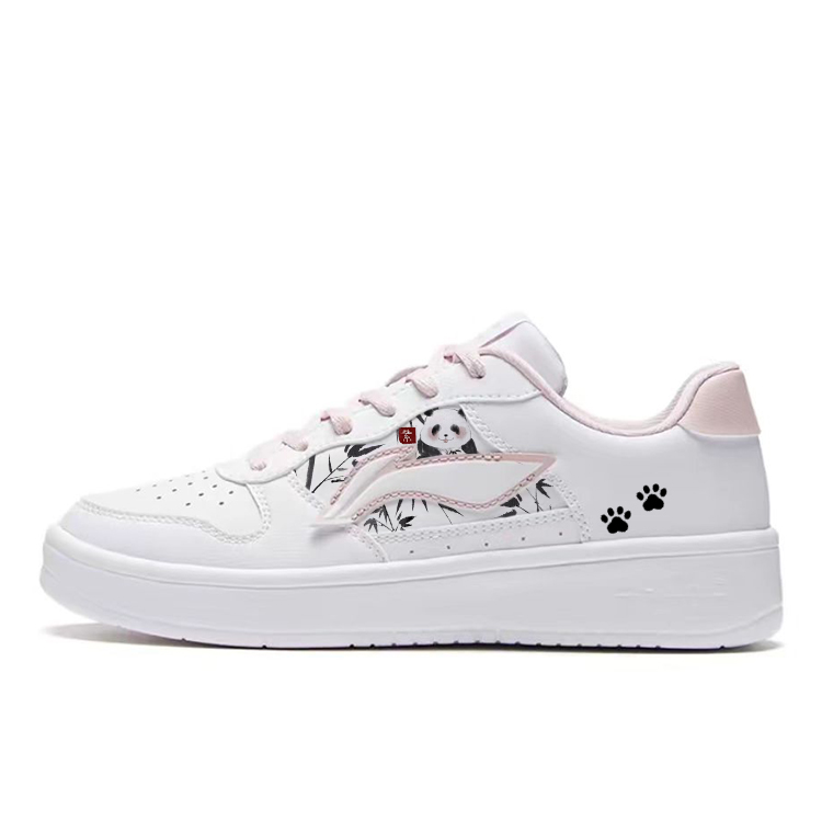 LiNing Pontoon Boats Slip-Resistant Cushioning Wear-Resistant Low-Top Skateboard Shoes Women's White Pink