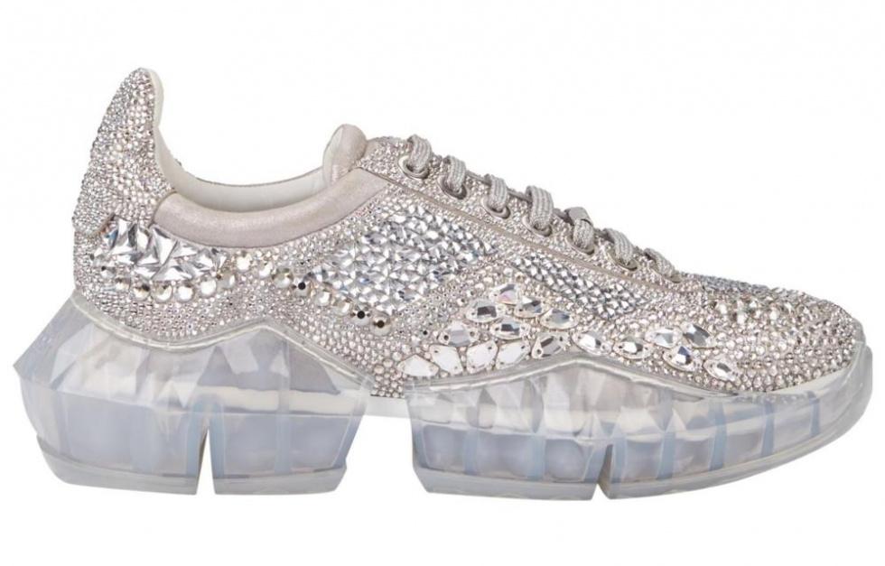 Jimmy Choo Diamond F Low Top Sports Casual Shoes Women's Silver