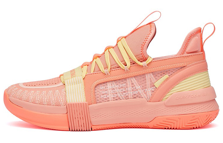 361° Burning Fight Cushioning Anti-Slip And Wear-Resistant Coverage Rebound Low-Top Basketball Shoes Men's Pink Orange