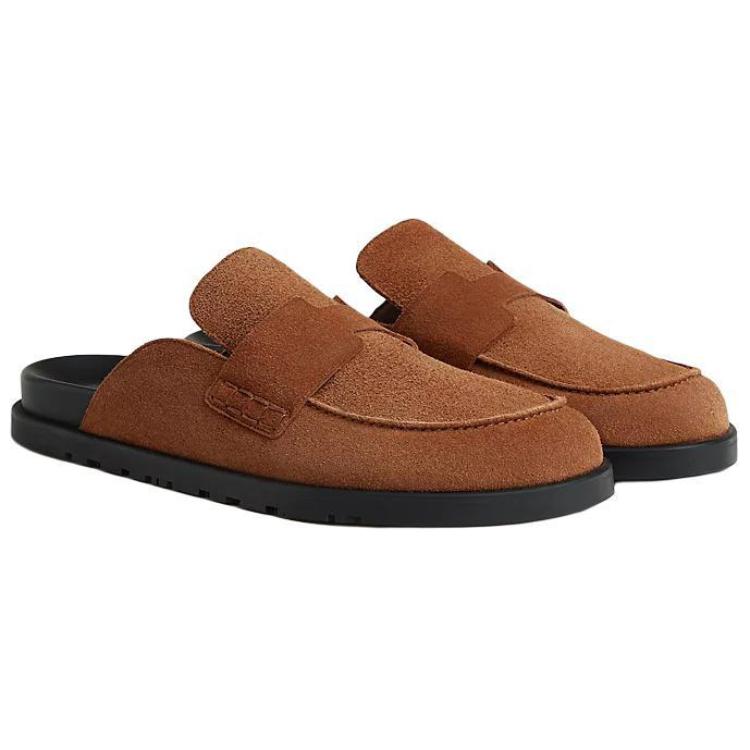 HERMES Go Wrap-toe Slippers Men's Brown
