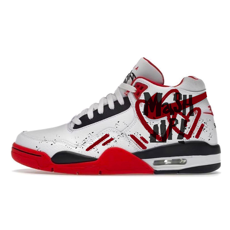 Nike Flight Legacy Slip-Resistant Mid-Top Vintage Basketball Shoes Unisex Red White