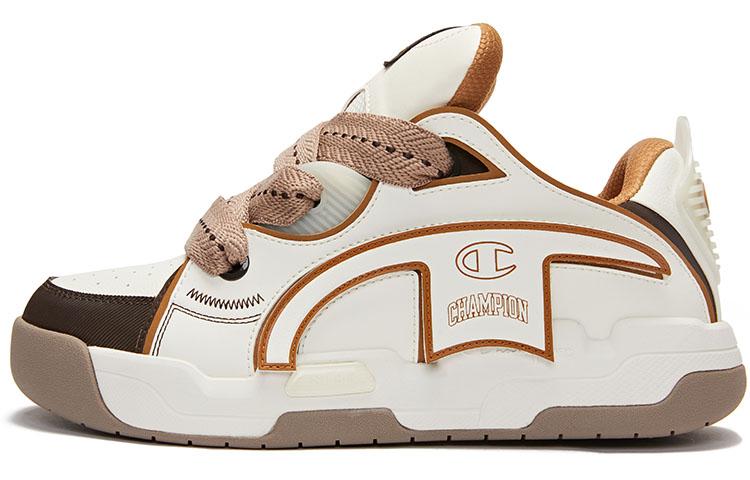 Champion Essentials Collection Low Top Skateboard Shoes Men's White Chocolate Brown