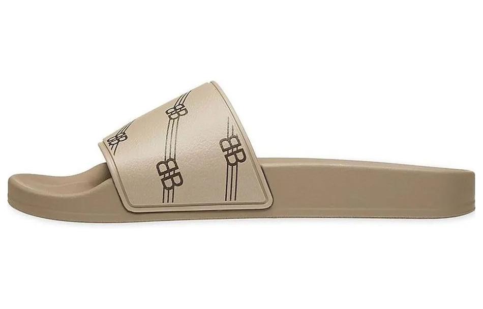 Balenciaga Monogram Slides Light Brown Black