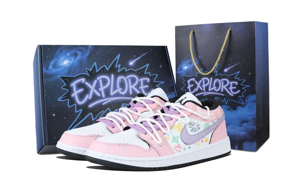 Jordan Air Jordan 1 Heartfelt Journey Vintage Basketball Shoes Unisex Pink