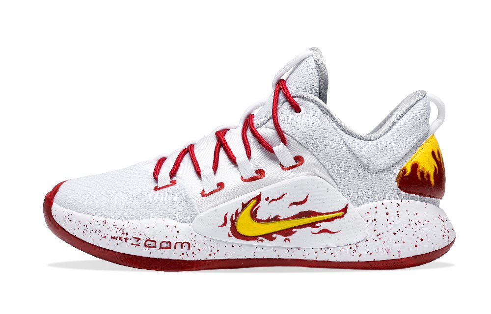 Nike Hyperdunk X Cushioned Slip-Resistant Low-Top Basketball Shoes Men's Red White Yellow