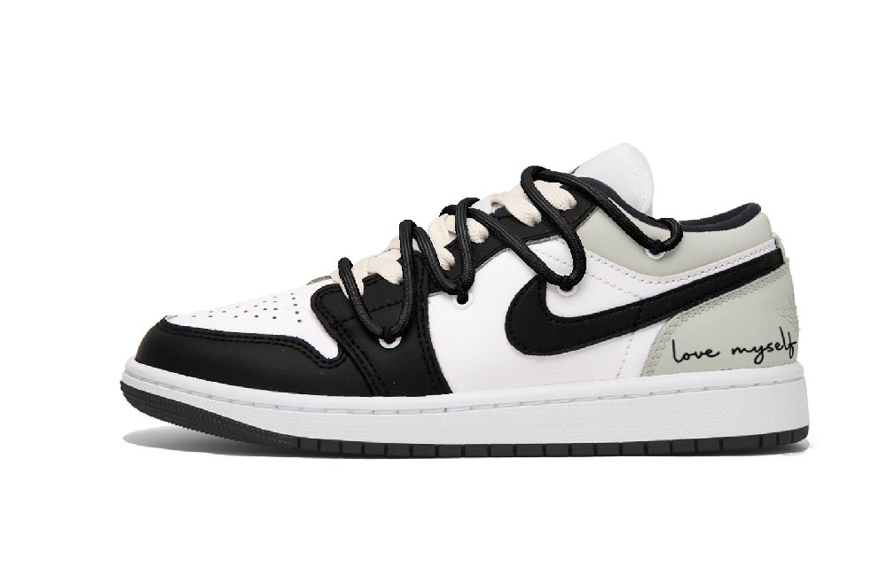 Jordan Air Jordan 1 Puppy Fragment Low-Top Vintage Basketball Shoes Women's Black Gray