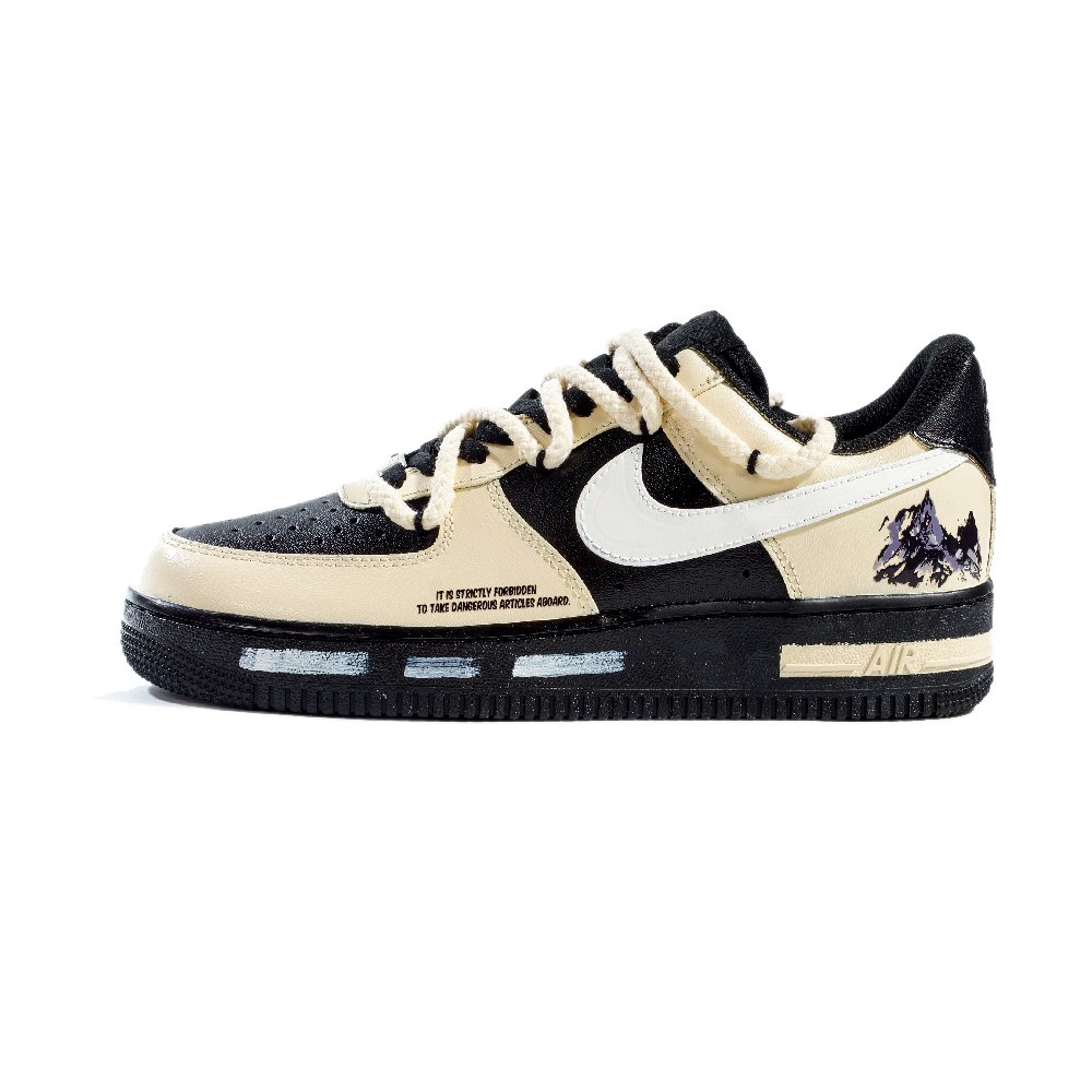 Nike Air Force 1 Anti Slip Wear Resistant Low Top Skateboard Shoes Unisex Yellow Black