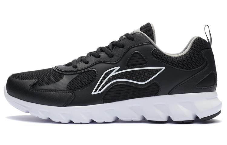 LiNing Shock Absorbers Slip Resistant, Abrasion Resistant, Breathable Low Top Running Shoes Men's Black White