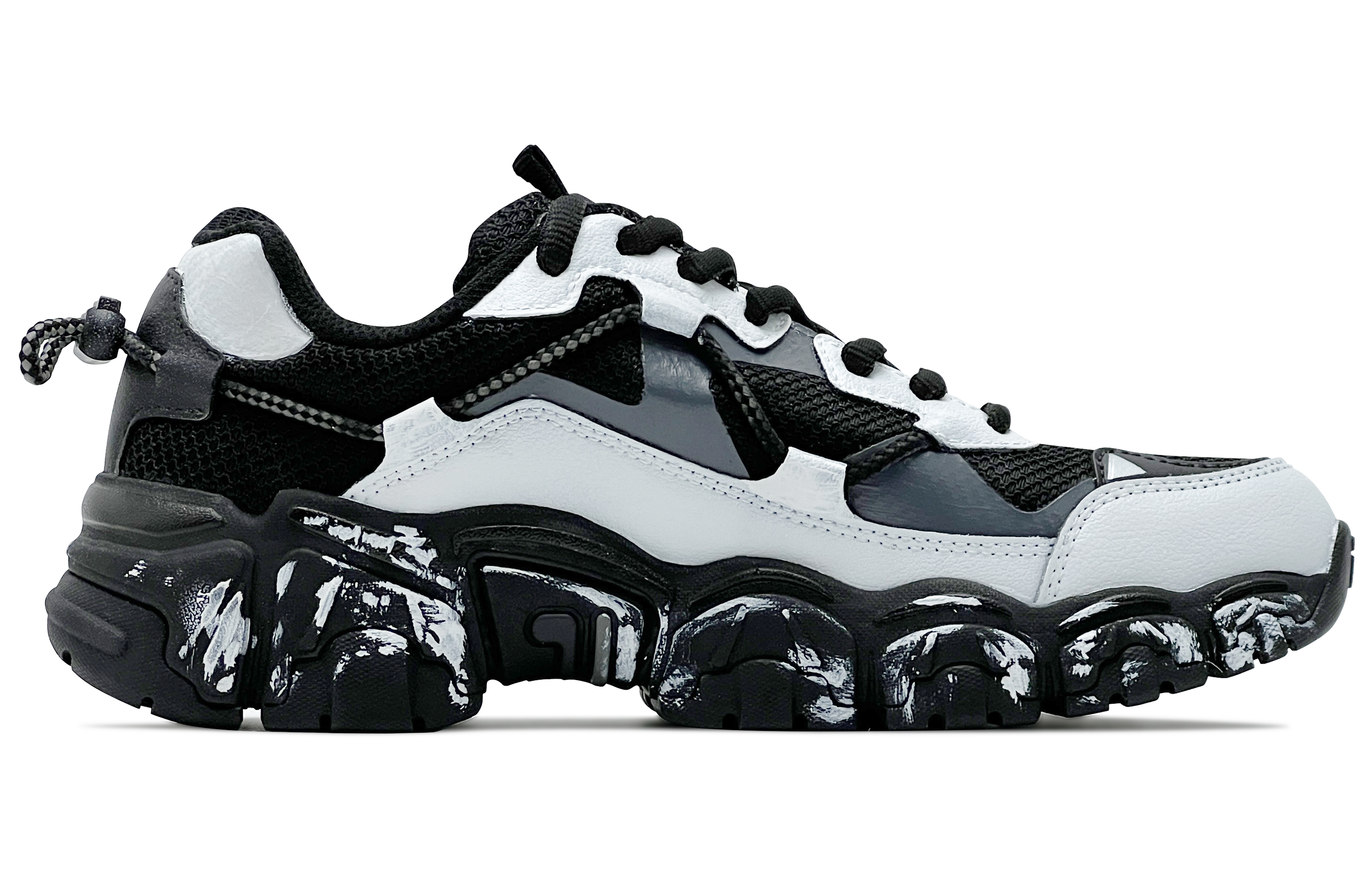 FILA FLUID V2 Cat Paw Abrasion Resistant Low top Casual Shoes Unisex Black White Gray