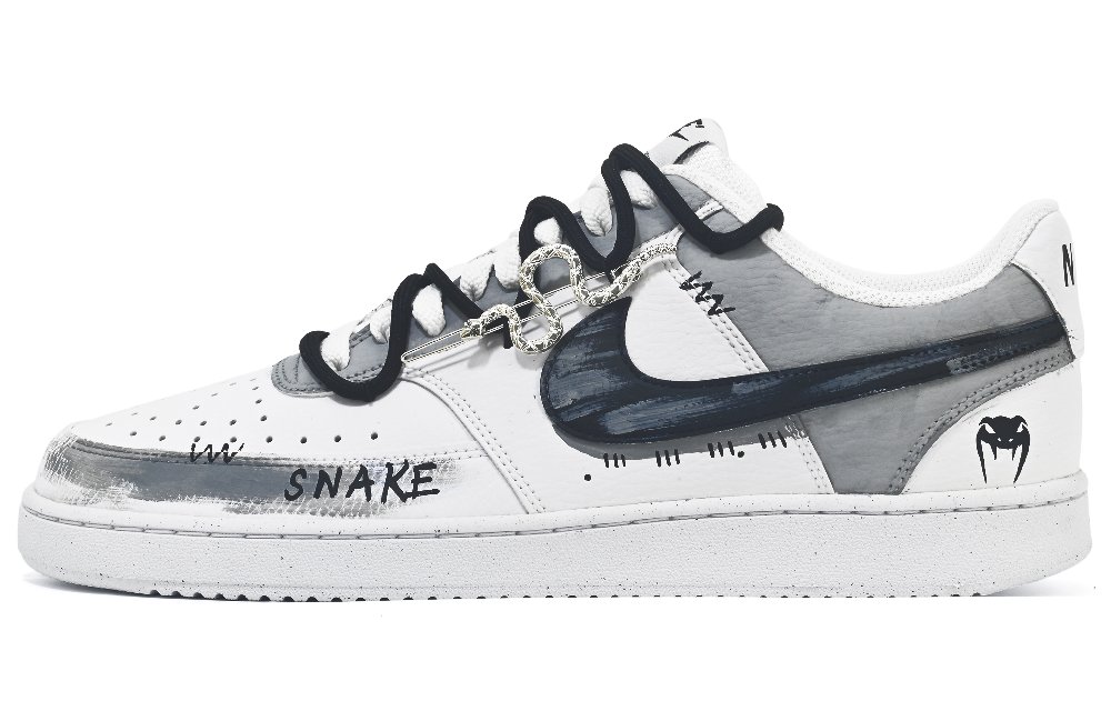 Nike Court Vision 1 Anti-Slip Wear-Resistant Low-Top Skateboard Shoes Men's Black White Gray