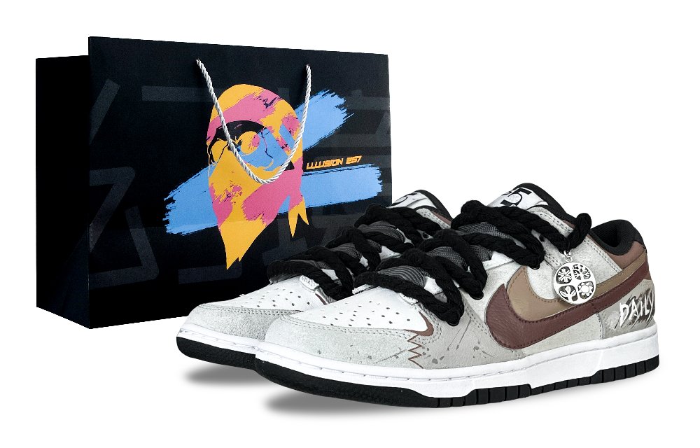 Nike Dunk Anti Slip Wear Resistant Low Top Skateboard Shoes Unisex White Gray Brown
