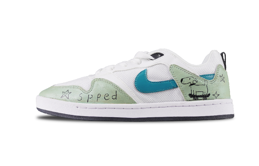 Nike SB Alleyoop Slip Resistant Low Top Skateboard Shoes Men's White Green