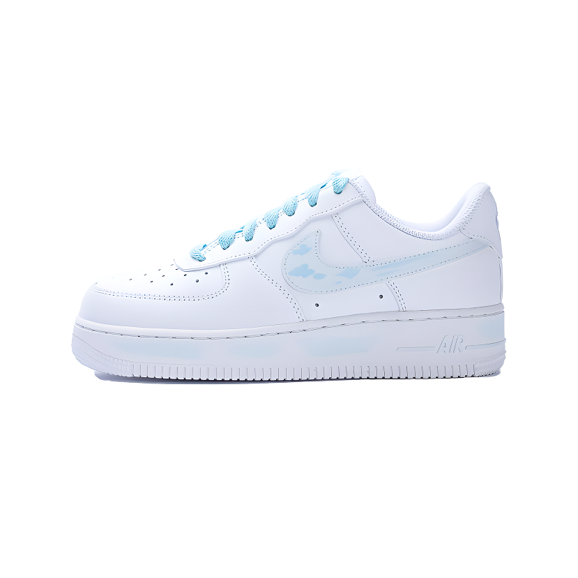 Nike Air Force 1 Blue Sky And Clouds Anti Slip Wear Resistant Low Top Skateboard Shoes Unisex Blue