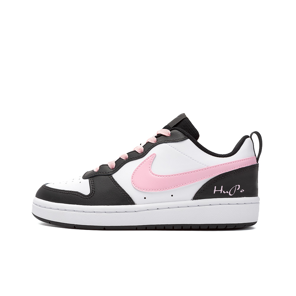 Nike Court Borough Black Crow Pink Encounter, Amber Non slip Lightweight Low Top Skateboard Shoes GS Black White Pink
