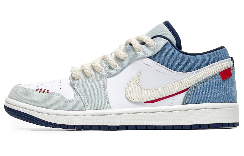 Jordan Air Jordan 1 Night Sky Lightning 2.0 Abrasion Resistant Low Top Vintage Basketball Shoes Men's Light Blue