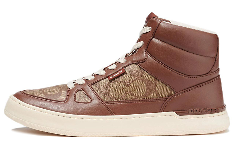 COACH High Top Stylish Skateboarding Shoes Men's Brown