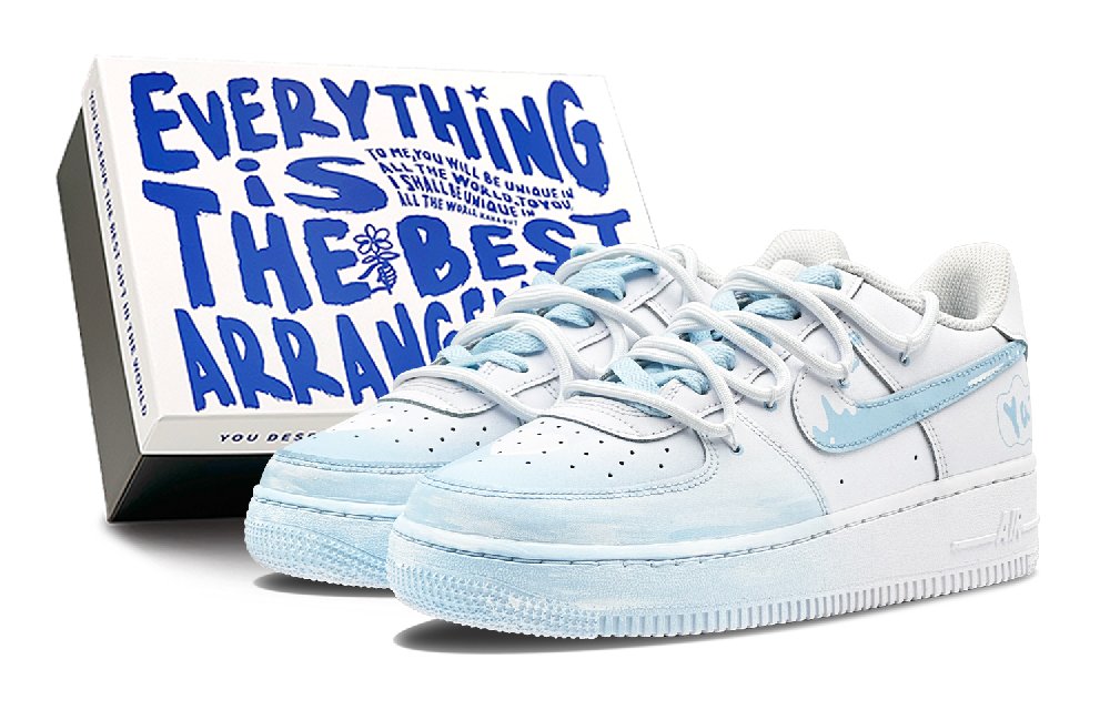Nike Air Force 1 Air Force 1 Low Top Skateboard Shoes Men's Blue White