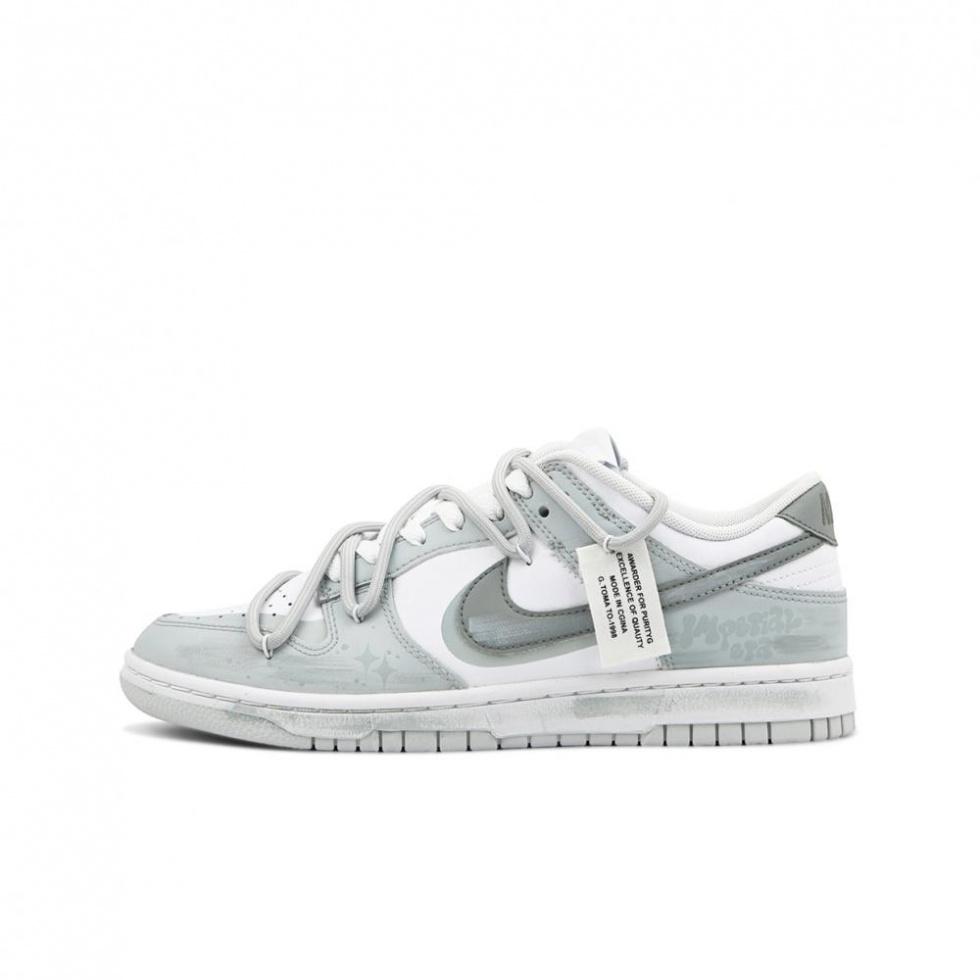 Nike Dunk Slip Resistant Shock Absorbers With Abrasion Resistant Properties Low Top Skateboard Shoes Men's Gray Green