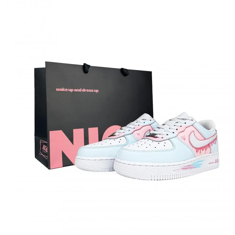 Nike Air Force 1 Multicolor Dreamy BOX Abrasion Resistant Low top Skateboard Shoes Unisex Pink White