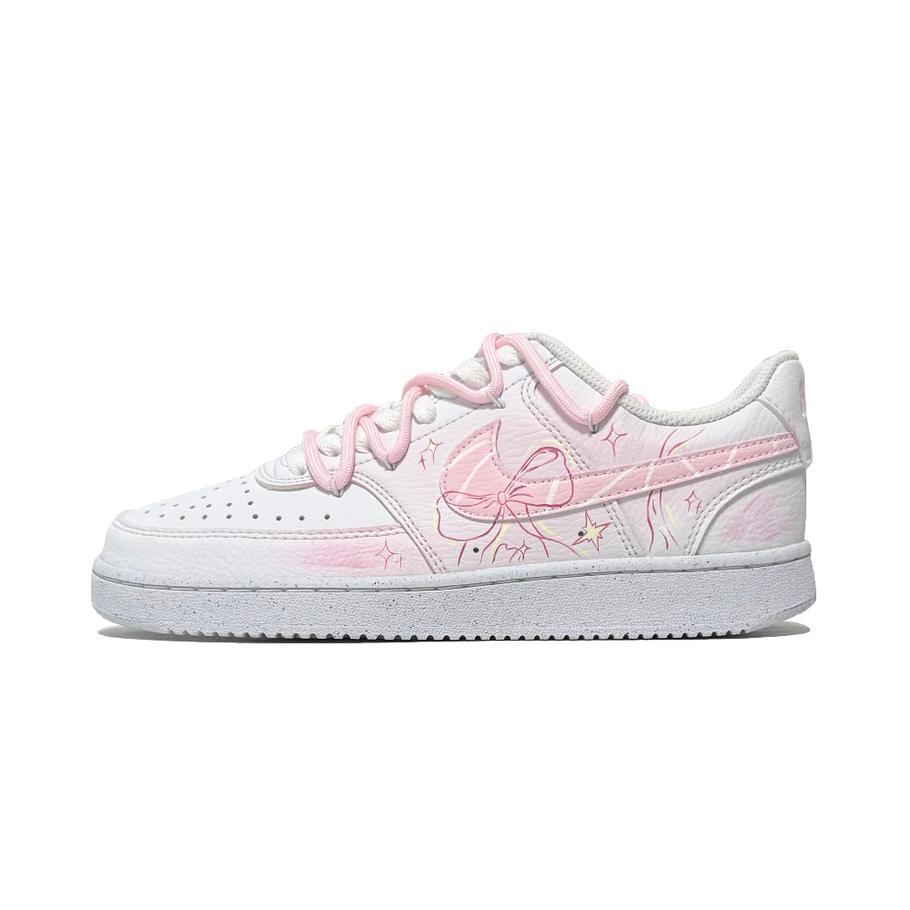 Nike Court Vision 1 Butterfly Dream Ballet Abrasion Resistant Low Top Skateboard Shoes Unisex White Pink