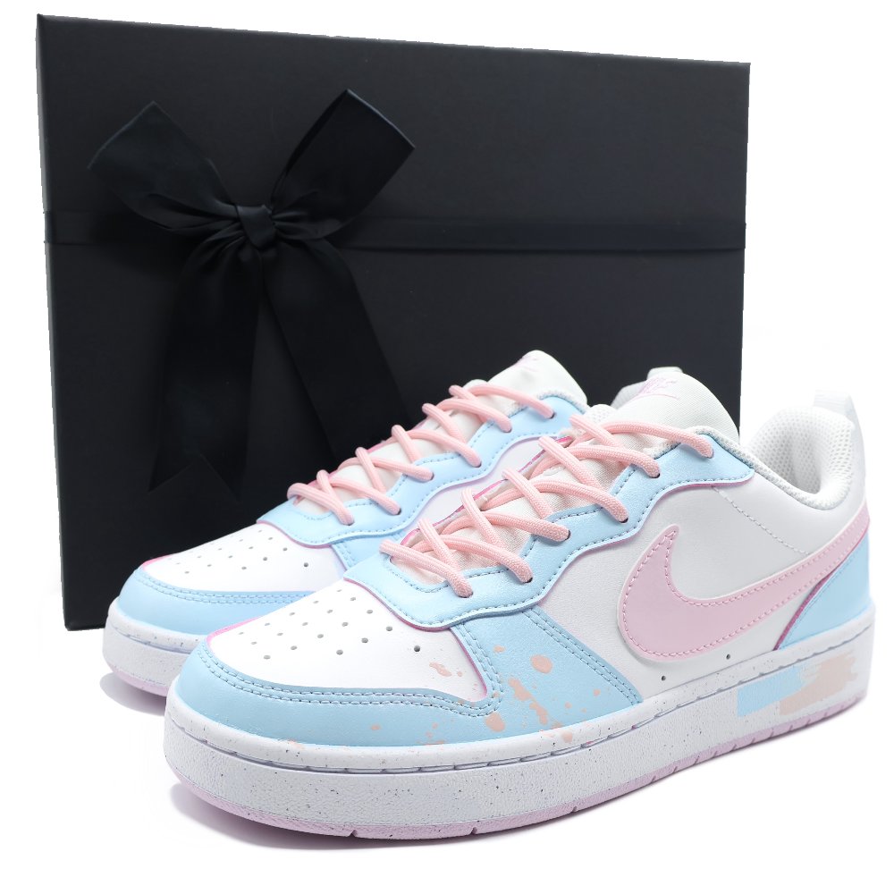 Nike Court Borough Skateboard Shoes Women's Low-Top Blue White/Pink