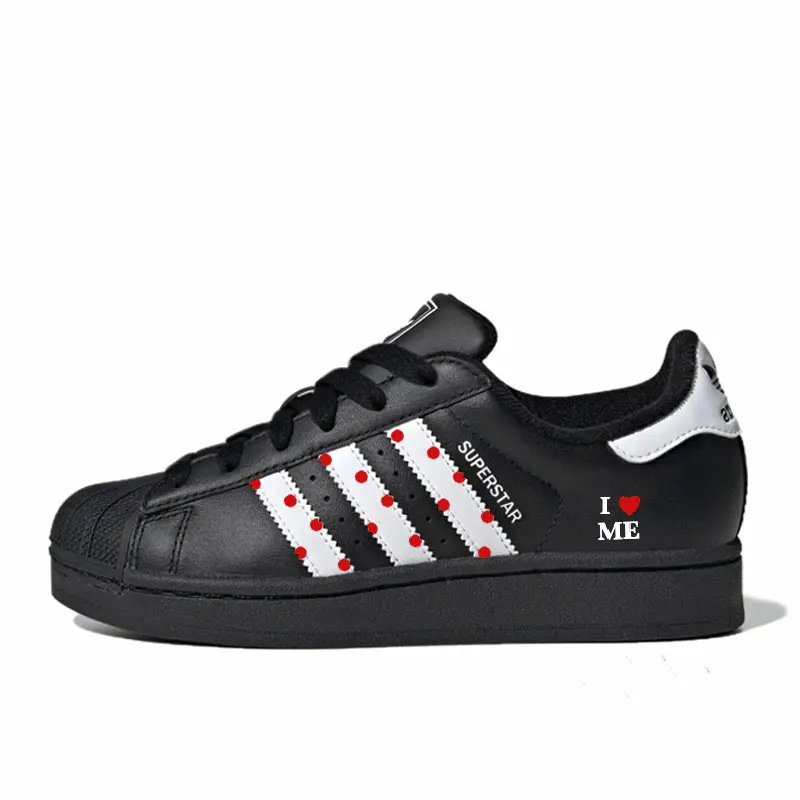 Adidas Originals Superstar 2 Skateboard Shoes Women's Low top Black White Red