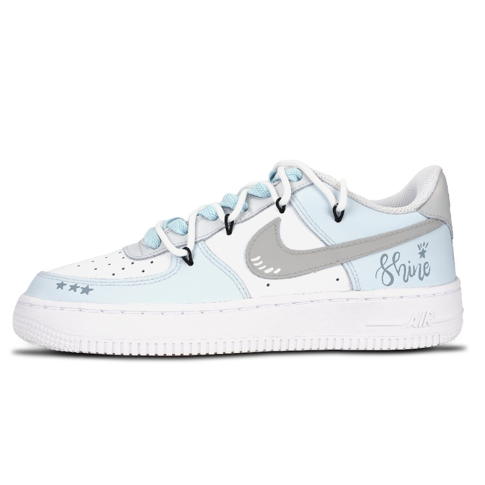 Nike Air Force 1 Star Beaded Necklace Abrasion Resistant Low Top Skateboard Shoes Unisex Blue