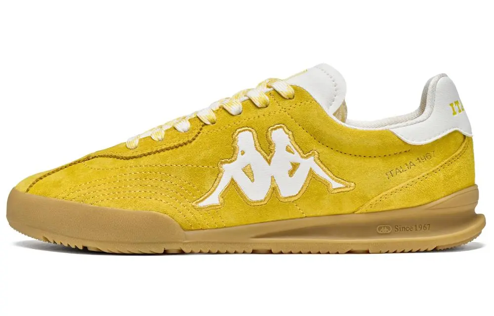 Kappa Anti Slip Wear Resistant Low Top Skateboard Shoes Unisex Yellow White