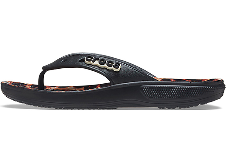 Crocs Classic Animal Flip Flops Unisex Leopard Print 'Black Leopard'