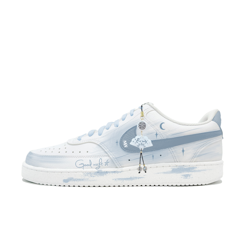 Nike Court Vision 1 Nap Starry Night Slip Resistant Cushioning Abrasion Resistant Low Top Skateboard Shoes Men's Blue