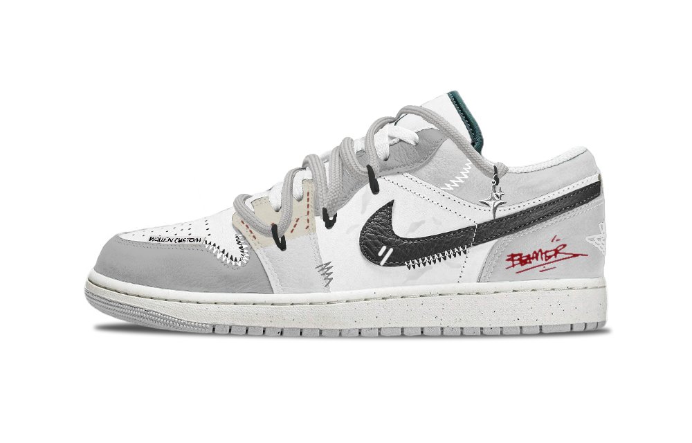 Jordan Air Jordan 1 Dreamer Anti Slip Wear Resistant Low Top Vintage Basketball Shoes Men's Gray White