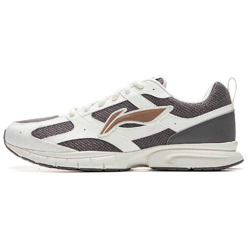 LiNing Cushioning Anti-Slip Wear-Resistant Breathability Low-Top Casual Running Shoes Men's White Gray