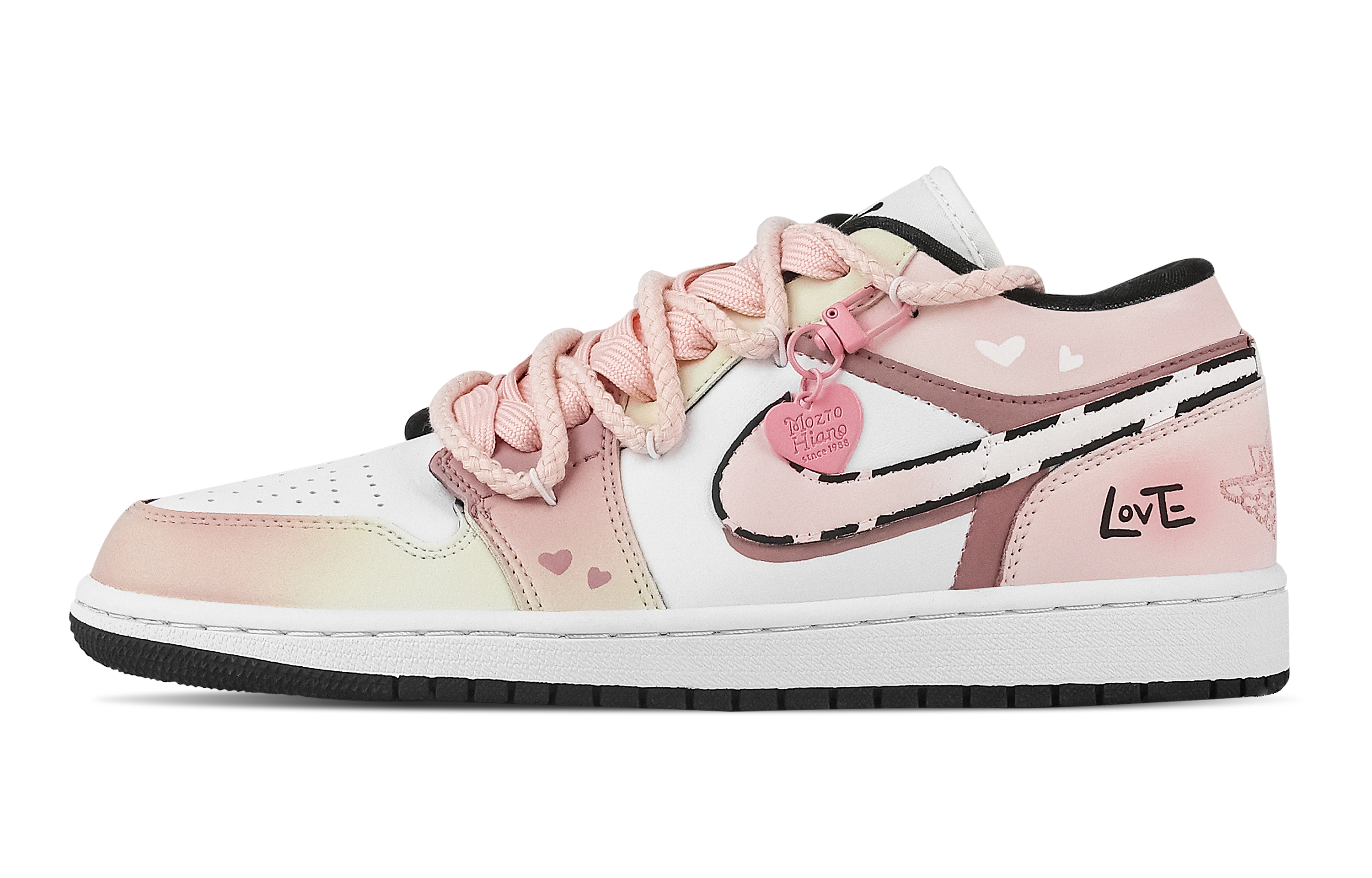 Jordan Air Jordan 1 Sweetheart Love, Heart Box Low top Vintage Basketball Shoes Unisex Pink